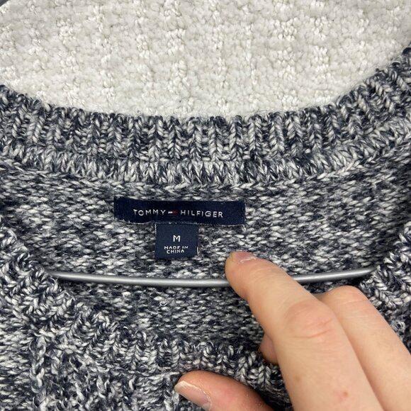 Tommy Hilfiger Womens Pull Over Sweater Chunky 3D Cable Knit Sz M Grey Cozy - Picture 6 of 14